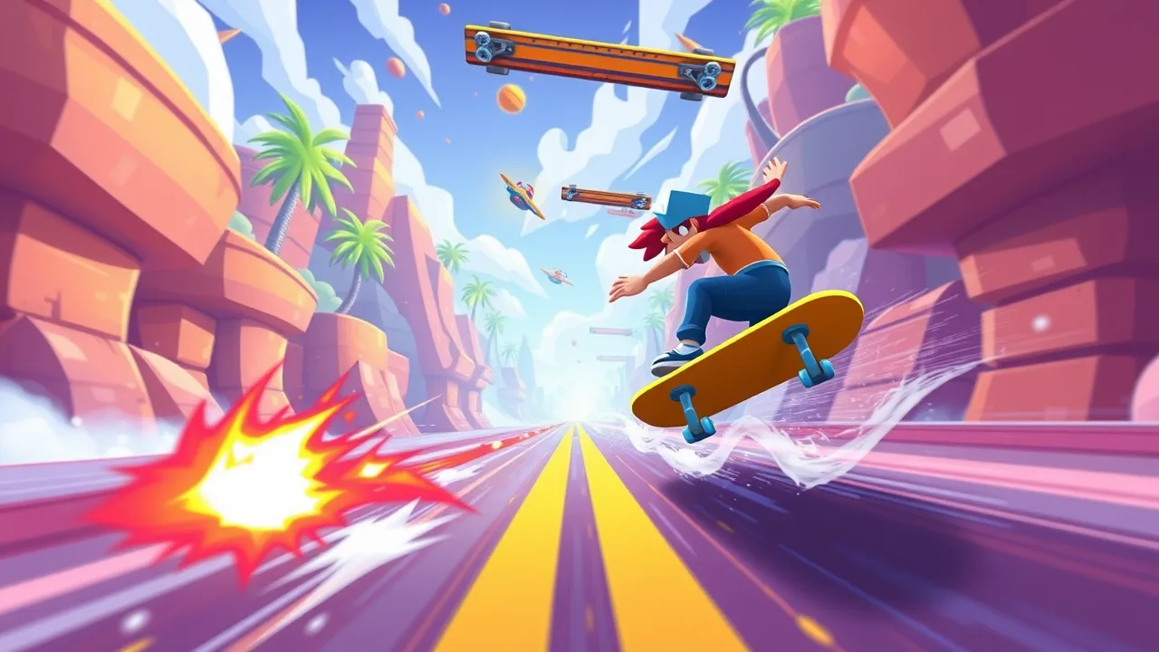 Crashing the Fun: Longboard Crasher Arcade Game image